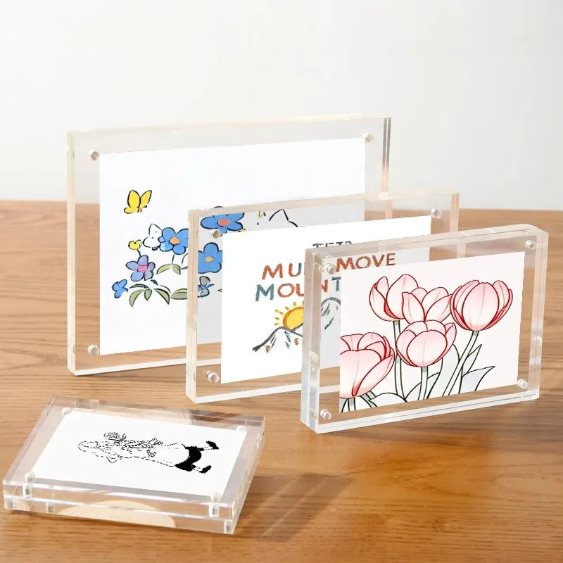 2 Packs Magnetic Transparent Acrylic Photo Frame High-quality Acrylic For Office Home Decor DIY Picture Photo Frame