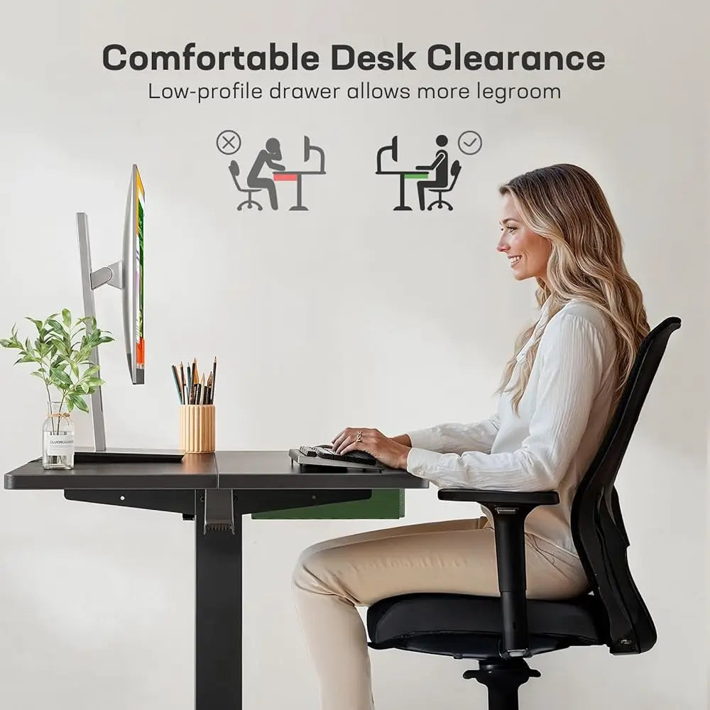 Electric Standing Desk With Drawer 48 X 24 Electric Stand Up Desk Ergonomic Adjustable Desk With Storage Headphone/Bag