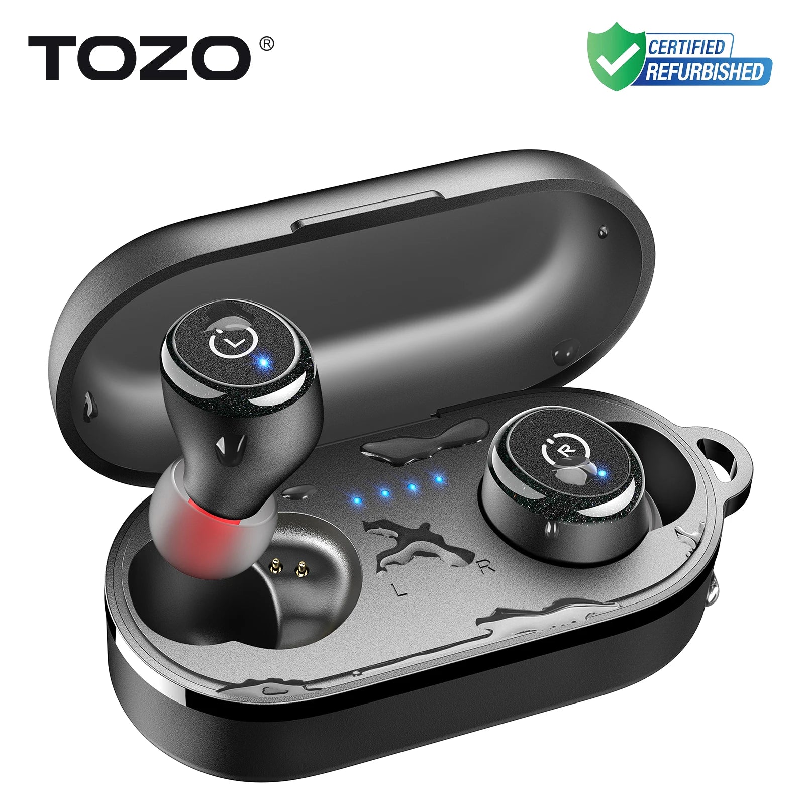 Refurbished TOZO Ergonomic Headsets TWS Earbuds AI Via APP Wireless Touch Control IPX8 HiFi Sound Stereo for IOS
