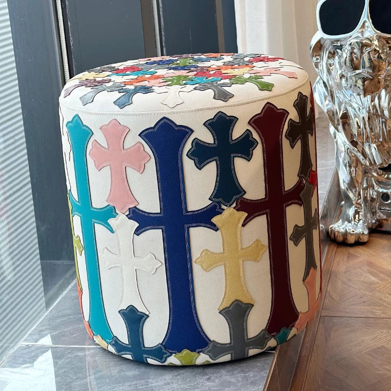 Round Stools Multifunctional Ottomans Children Shoe Changing Stool Decorative Living Room Modern Small Chair Portable