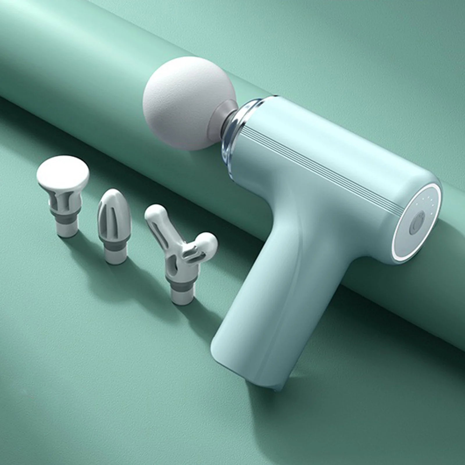 A Portable Electric Fascia Massage Gun 4 Replaceable Massage Heads 6-Speed Mode Adjustment Deep Tissue Impact Muscles