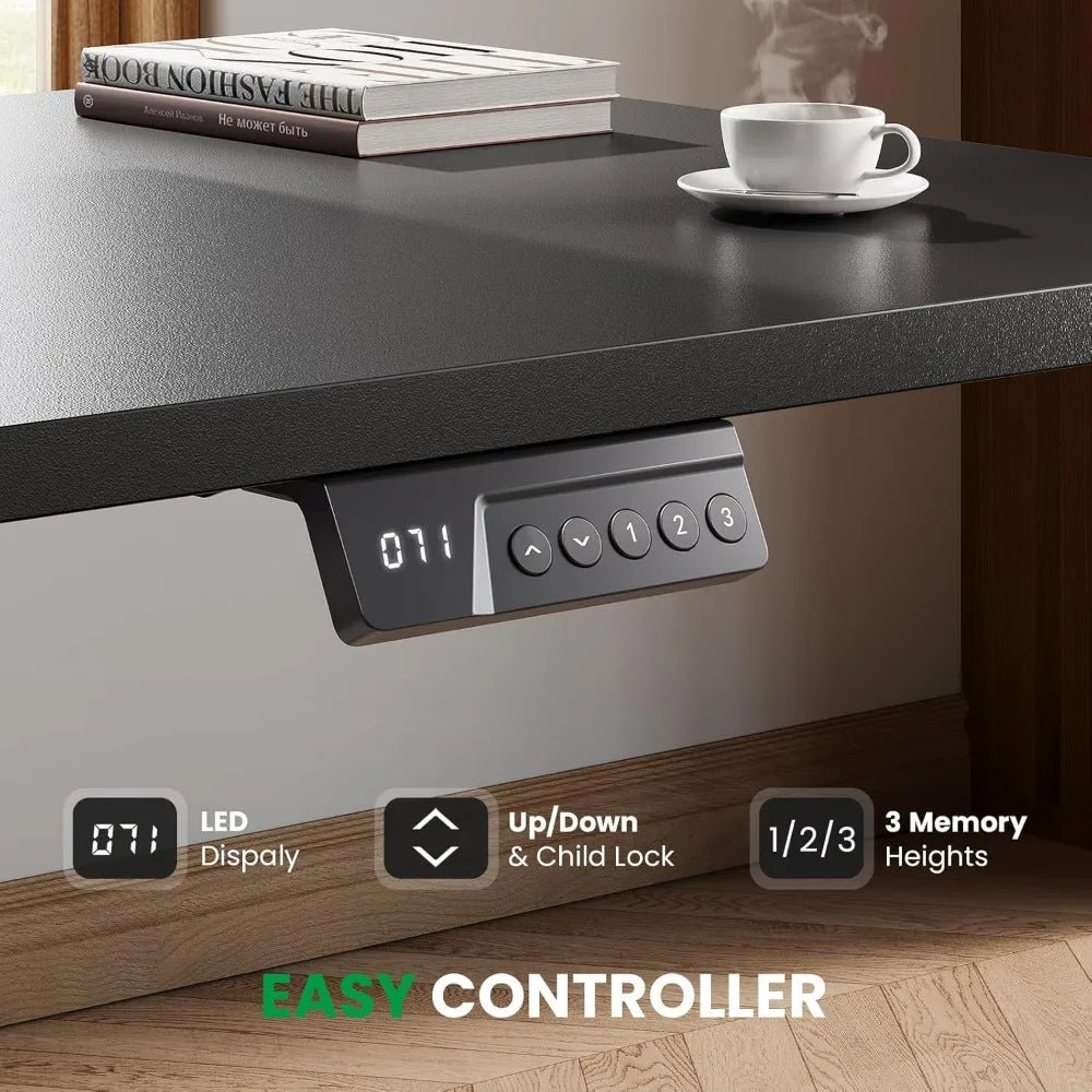 L-Shaped Standing Desk- 75 x 63 Inch Adjustable Corner Standing Desk with Charging Station - L Shape Sit Stand Table