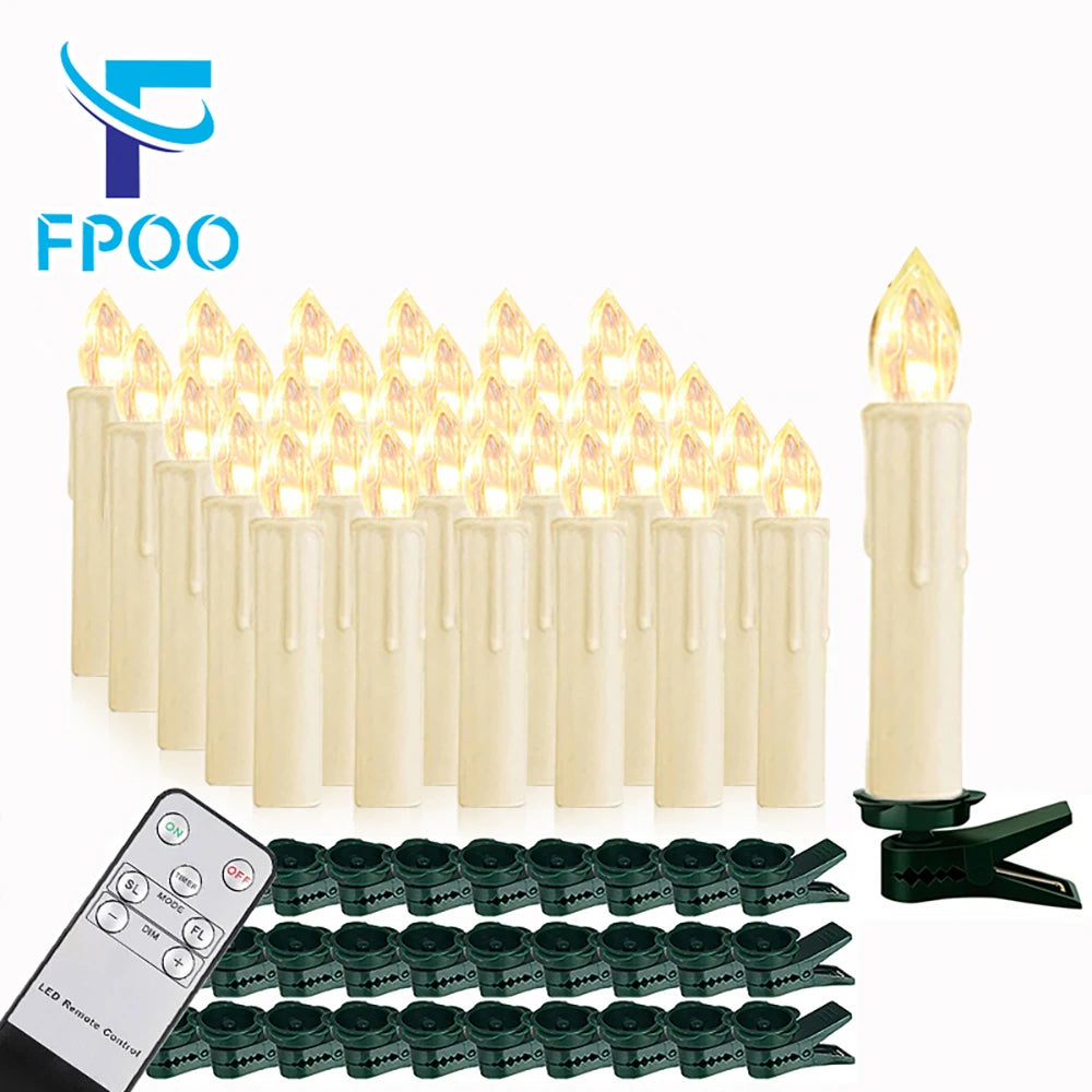 10/20/30/40PCS Candle Light Timer Remote Home Decor Artificial Flameless Led Candle Lamps Waterproof Christmas Candles