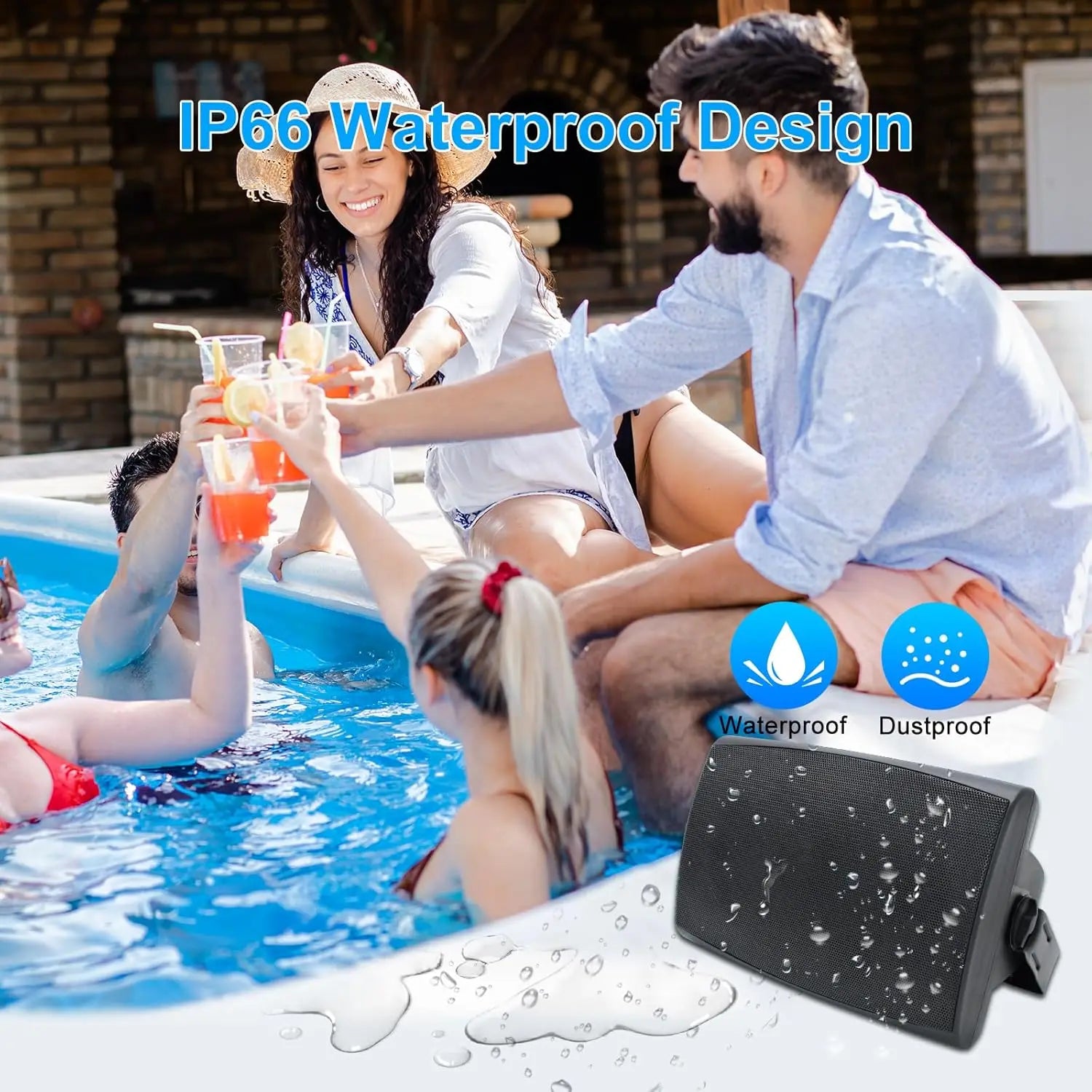 Herdio 2PCS 400W 6.5‘’ Passive Outdoor Speakers Wired Waterproof 2 Way Wall Mounted Speakers With Powerful Bass