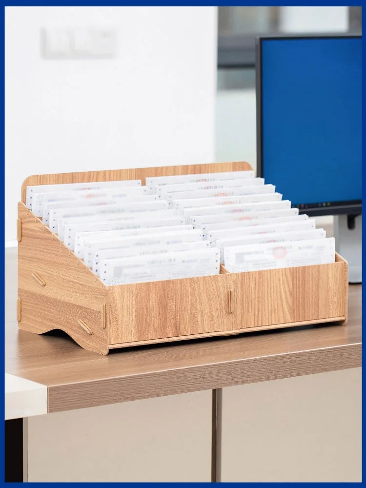 Financial Accounting Document Storage Box Single Receipt Organizer Desktop Storage Box Industrial Sle Wood Made