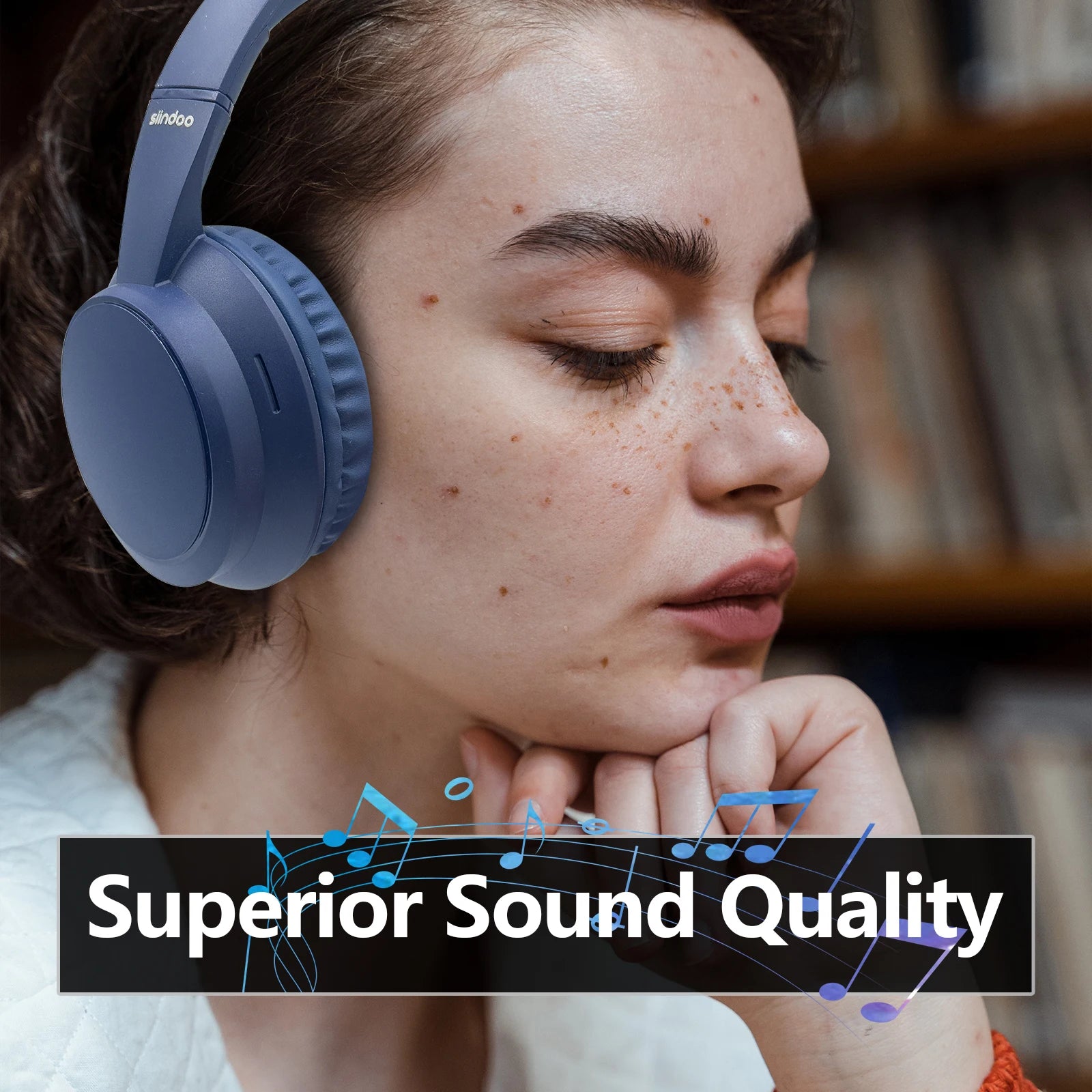 Siindoo JH-820 Foldable Lightweight Wireless Bluetooth Headphones with 3 EQ Sound Modes And Mic for Travel And Study