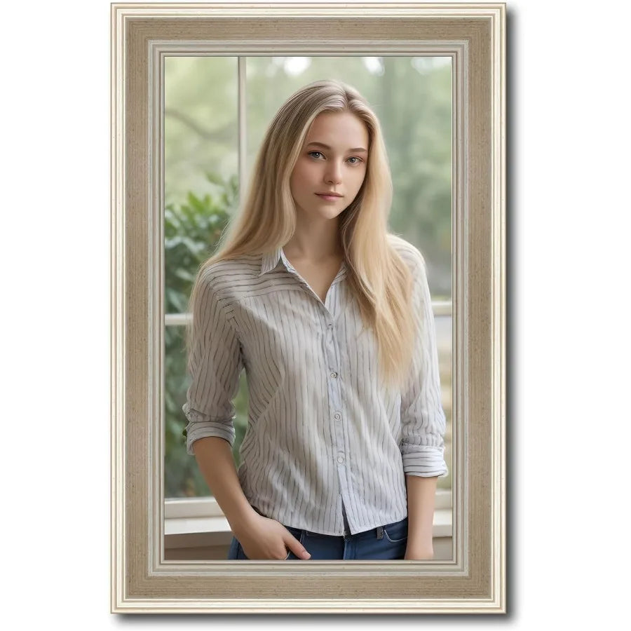 15x20 Frame Silver Modern Solid Wood Picture Frame with UV Acrylic Plexiglass and Foam Board Backing for Home Decor