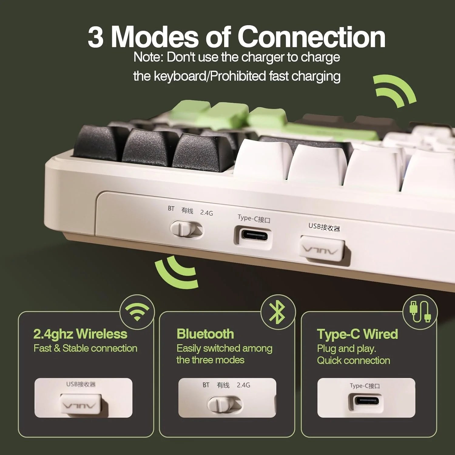 AULA F87 Pro Mechanical Keyboard 3 Mode 2.4G/USB/Bluetooth Tri Mode Wireless Gaming Keyboard 87 Key Hotswap RGB Gasket