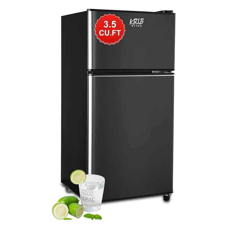 Mini Fridge with Freezer 2.9 Cu.Ft Small Fridge Energy Saving Low Noise,7 Adjustable Thermostat Double Door