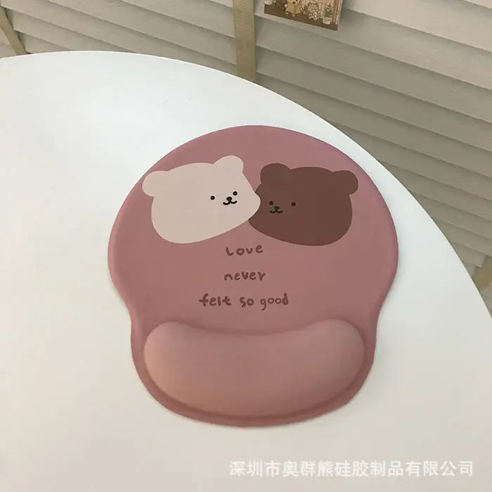 Cartoon Bear Couple Silicone Mouse Pad Thickened Wrist Protection Soft Hand Rest Anti-factory Store Office Mouse Mat