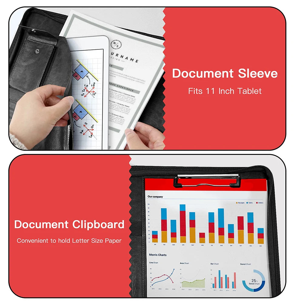 Multifunctional A4 Conference Folder Business Stationery Folder Leather Contract File FoldersTravel Document Folder