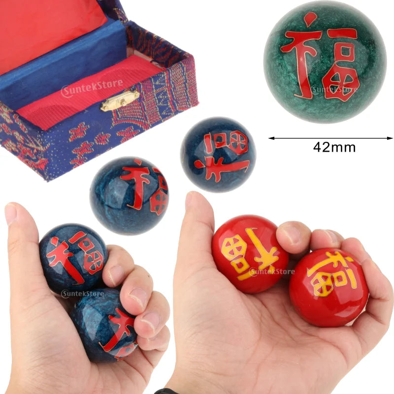 2pcs Chinese Baoding Balls With Fitness Seniors Finger Dexterity Massager Baoding Balls Relax - Massage Ball