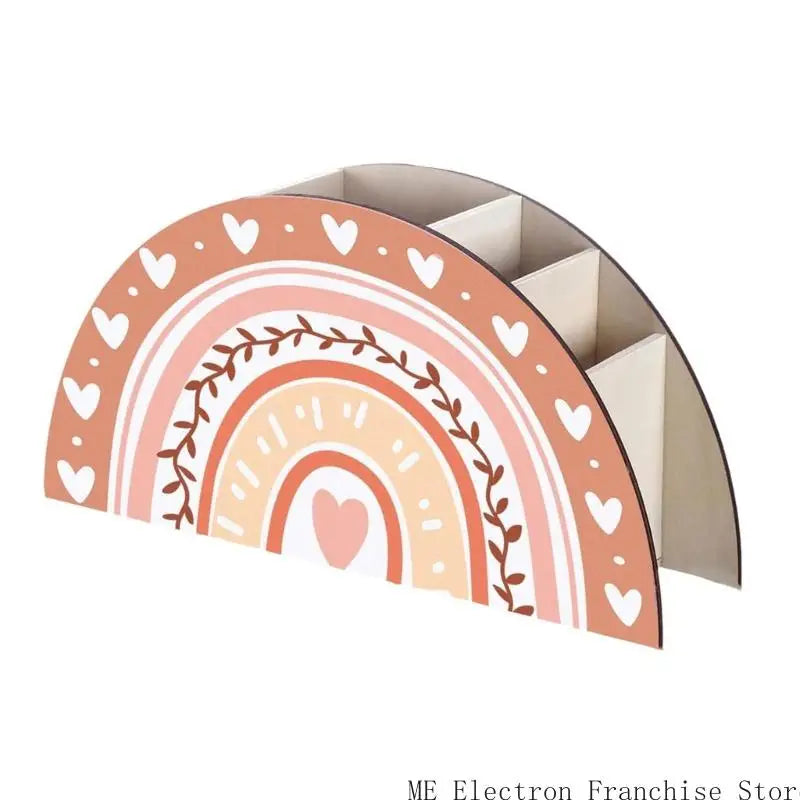 Rainbow Pen Cup Decorative Desktop Pencil Cup 5 Compartment Pen Organizers for Children Student Adult - D / CHINA