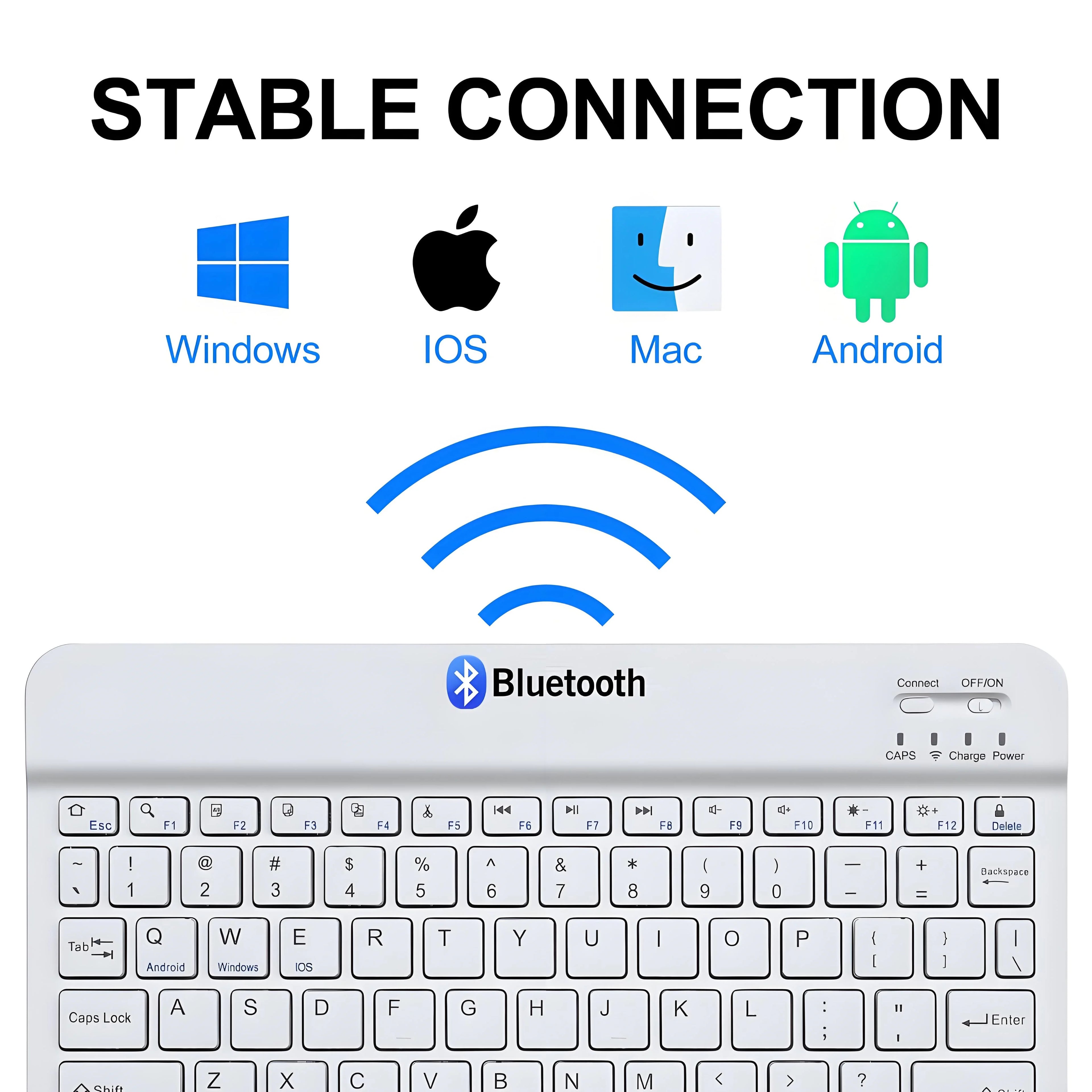 Slim Bluetooth 5.0 Keyboard Universal Wireless | 20-Day Battery Wide Range | Rechargeable Travel Keyboard for iOS
