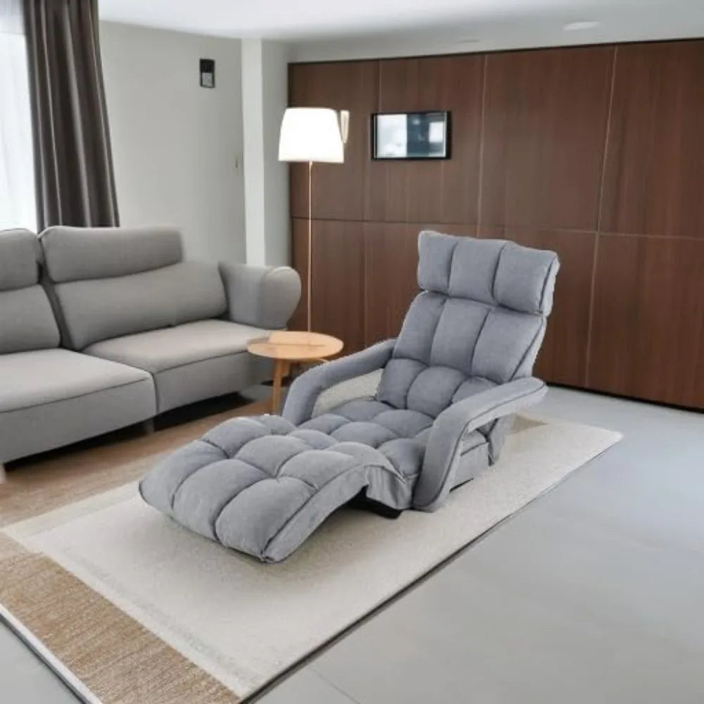 Foldable Floor Lazy Sofa Indoor Chaise Lounge Sofa with 6 Adjustable Positions Folding Chair Bed with Adjustable