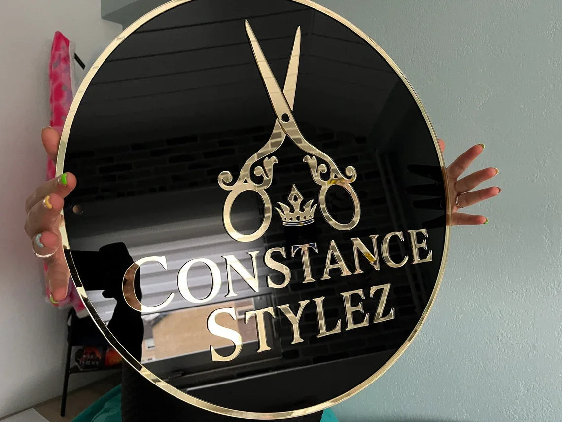 Custom Business Logo Sign Round Acrylic Signs Personalized 3D Wall Art Sign for Office Salon Wedding Small Business