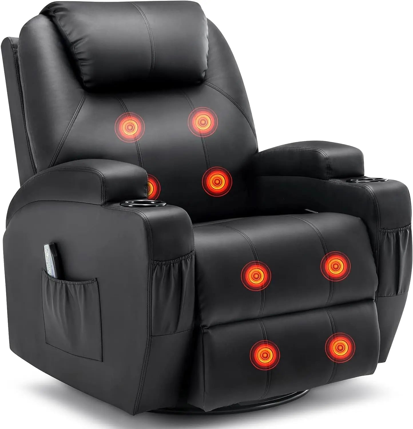Recliner Chair with Massage and Heat 360° Swivel Rocking Chairs for Adults Remote Control and Cup Holder for Living
