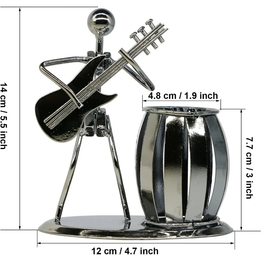 Pen Holder for Desk Guitar Style Peil Holder for Men Gifts Cute Metal Pen Cup for Office Decor Desktop Organizer Desk