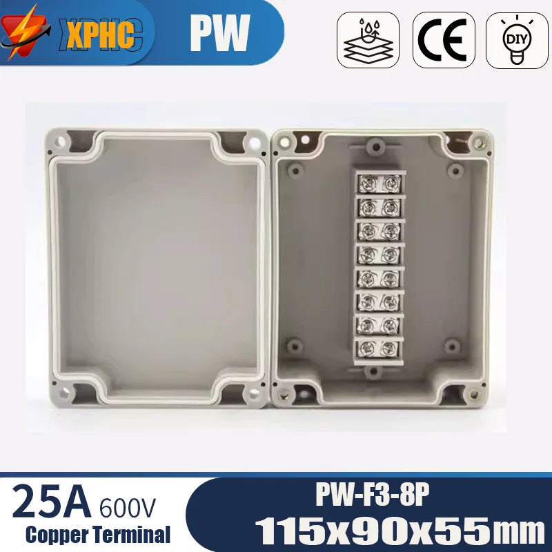 Outdoor ABS Plastic Electric Cable Branch Box Distribution Enclosure Case Home Monitor Waterproof Terminal Junction Box