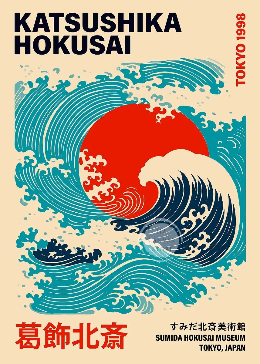 The Great Wave Off Kanagawa Poster Japanese Ukiyo-e Art Print Minimalist Vintage Wall Decor for Zen Office Home Decor