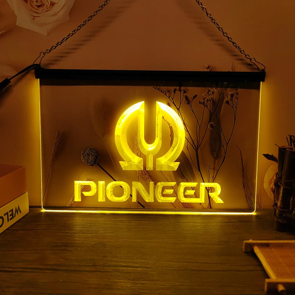 Pioneer Vu LED Neon Sign-3D Carving Wall Art for Home,Room,Bedroom,Office,Farmhouse Decor - Yellow / UK-30x20cm