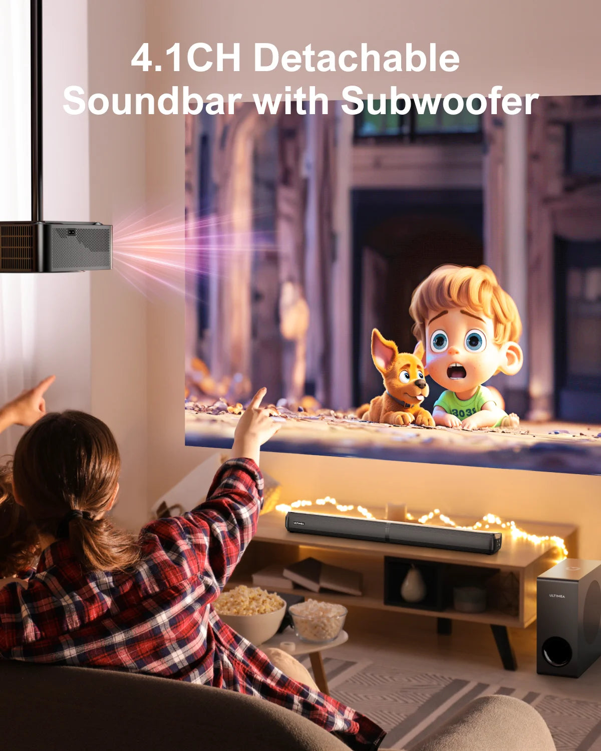 ULTIMEA 200W 4.1ch Soundbar with Subwoofer,2-in-1 Detachable Bluetooth 5.3 Soundbar for Smart TV,Home Theater Bluetooth