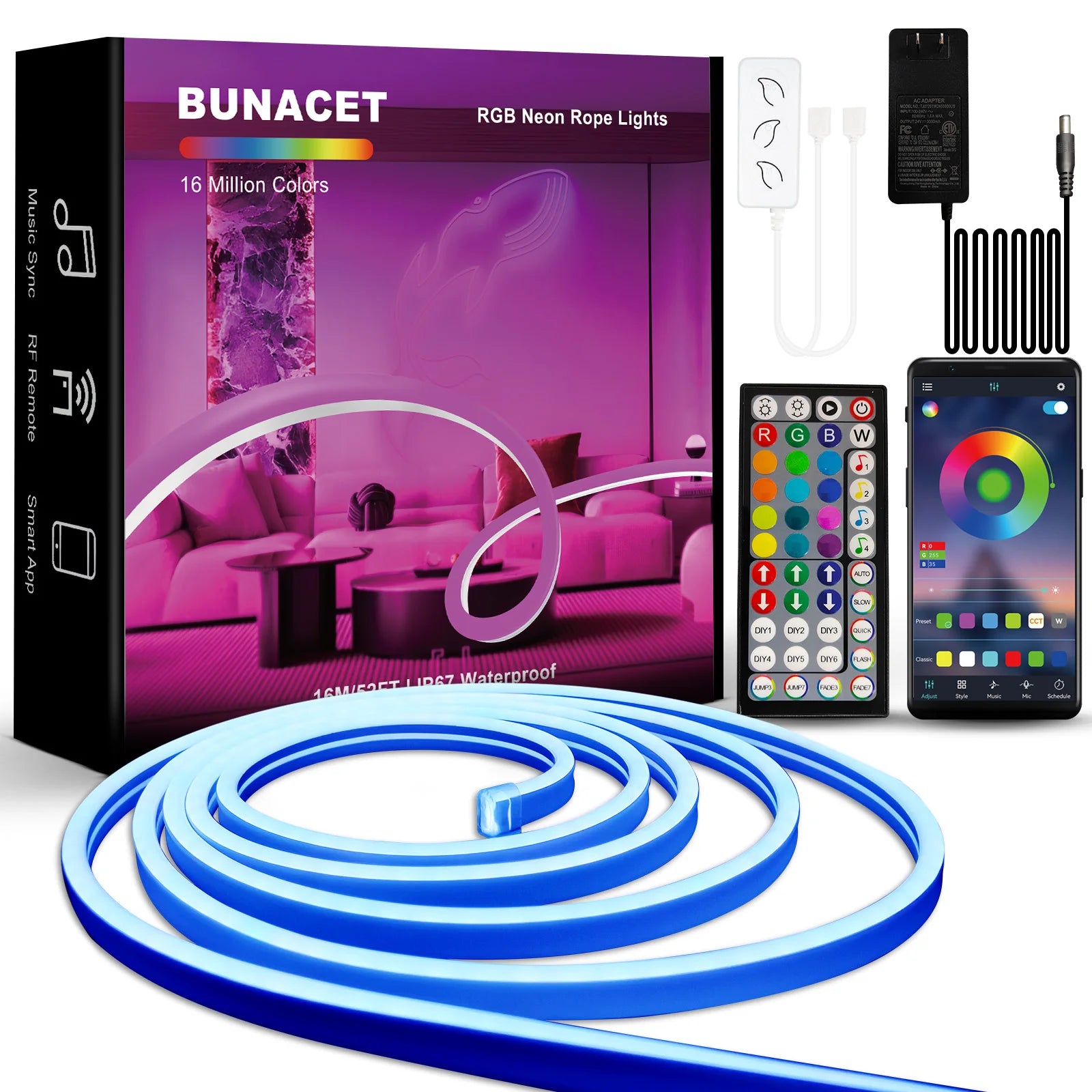 Smart App LED Strip Lights SMD 5050 RGB APP Remote Control Flexible Ribbon Diode Lamp Tape TV Backlights Game Room Home