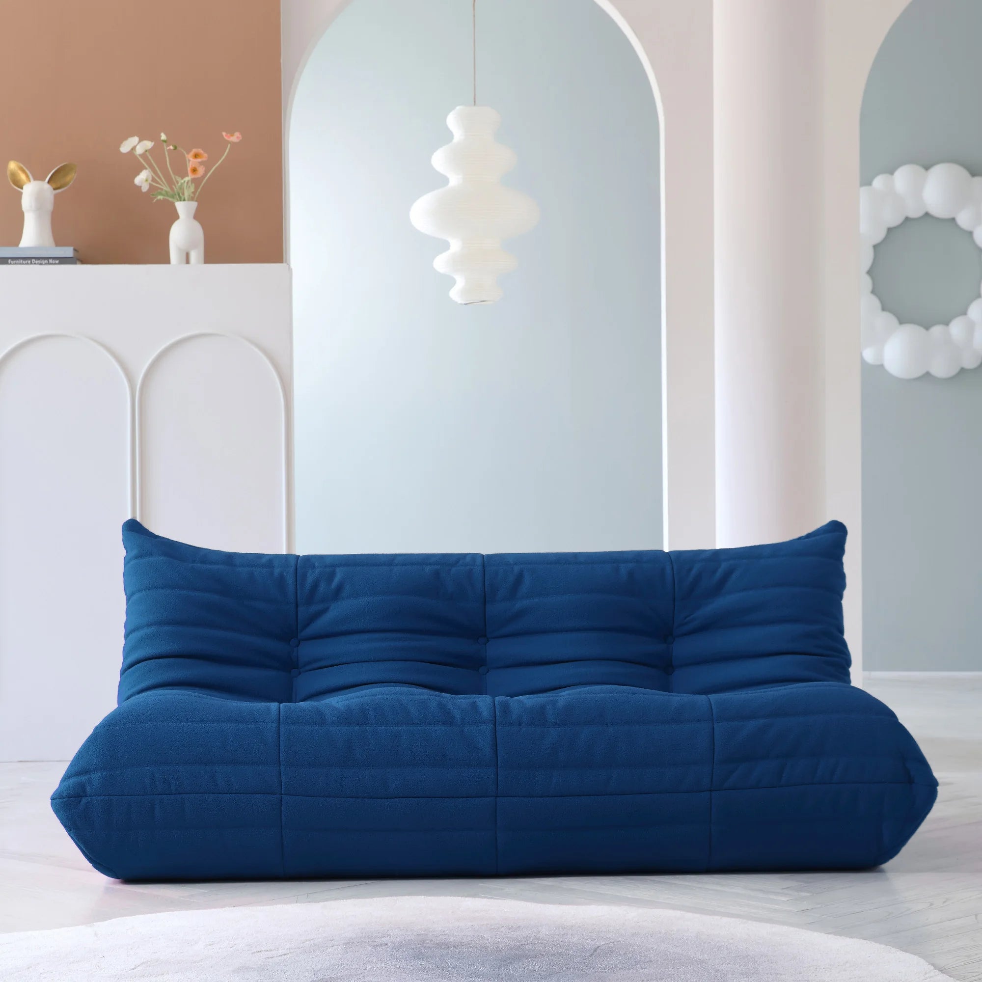 Teddy Fabric Bean Bag Sofas Comfy Lazy Floor Sofa Couch Soft Lounge Chairs Foam-Filled Accent Chair for Living Room