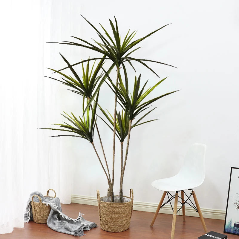 New 90-120cm Artificial Dracaena Plants Fake Plastic Palm Leaves Cycas Plant For Home Indoor Garden Decor Fake Tropical