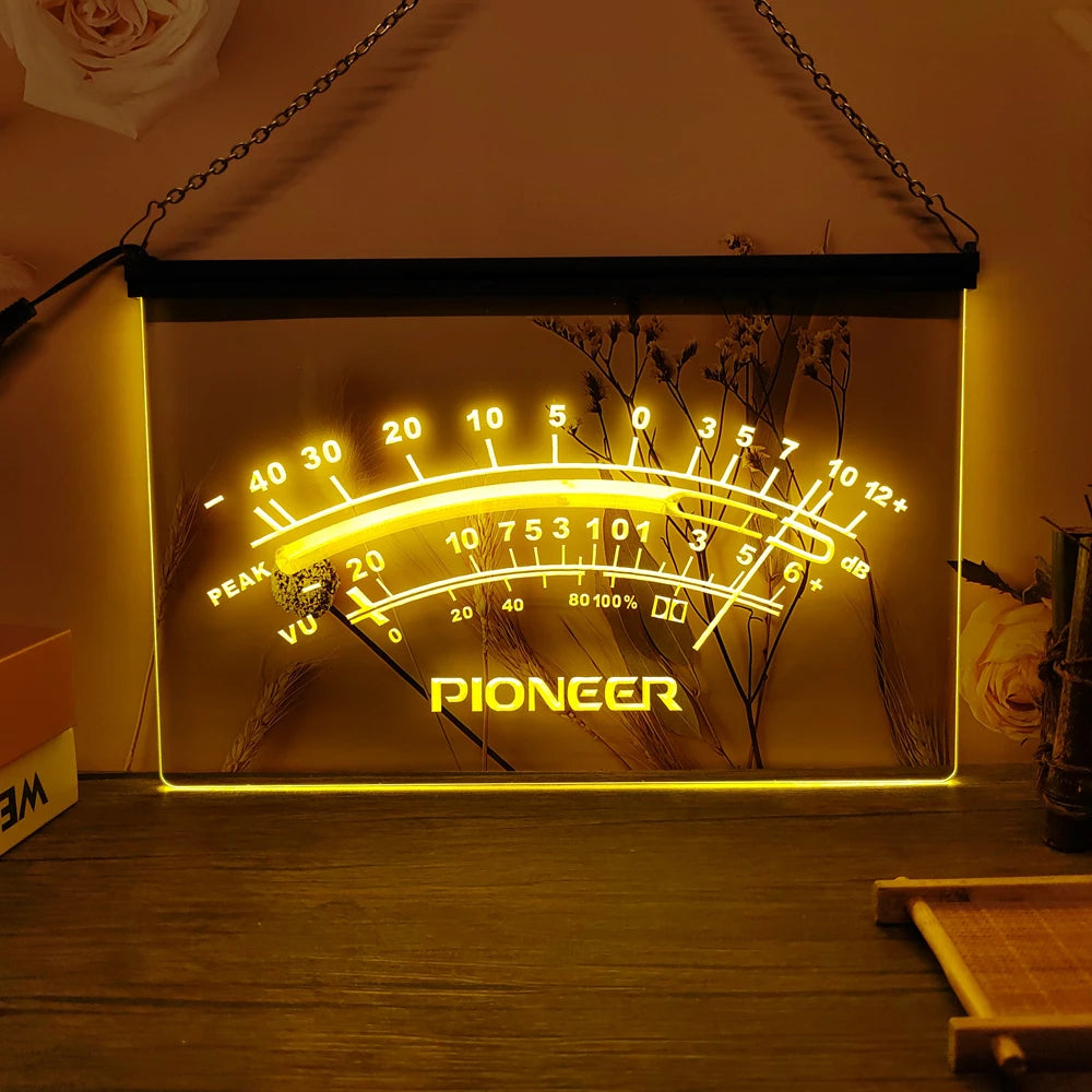 Pioneer Peak VU dB LED Neon Sign-3D Carving Wall Art for Home,Room,Bedroom,Office,Farmhouse Decor - Yellow / AU-30x20cm