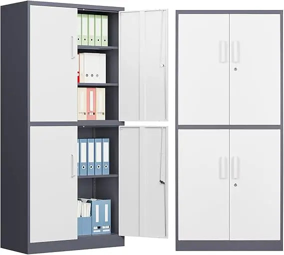 Metal Storage File Cabinet with 4 Doors Steel Storage Cabinet with Locking Doors and 5 Shelves for Home Office Hospital