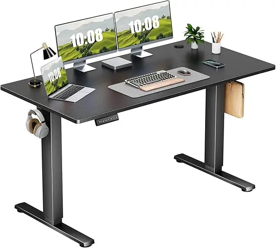 Electric Adjustable Height Standing Desk - 55 x 24 inch Sit to Stand Up Desk with Splice Board Rising Home Office