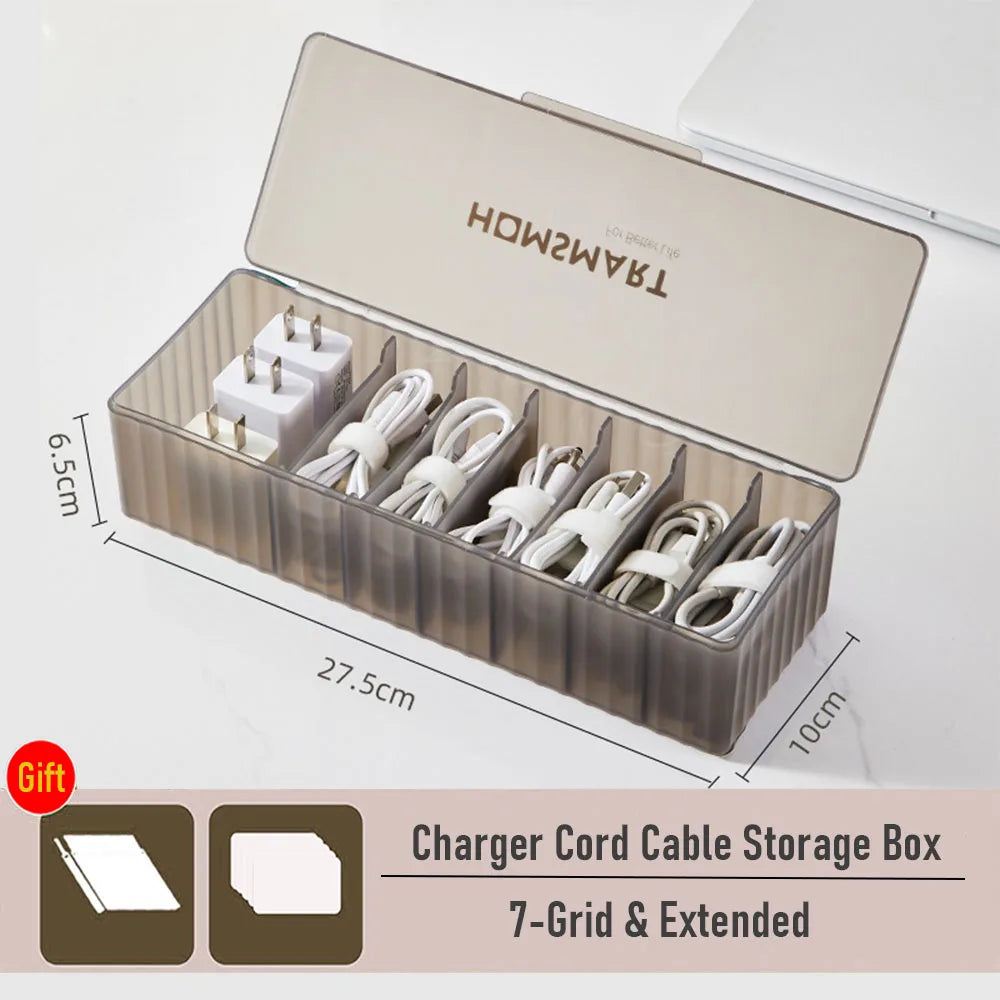 Charger Cord Data Cable Storage Box Data Line Storage Desktop Cable Collect Case Dustproof Power Boxes Wire Cable
