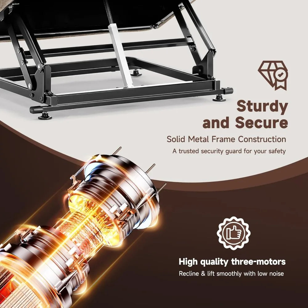 Power Recliner Chair for Elderly Lift Chairs Triple Motor with Infinite Position Seniors Electric Stand Assist Single