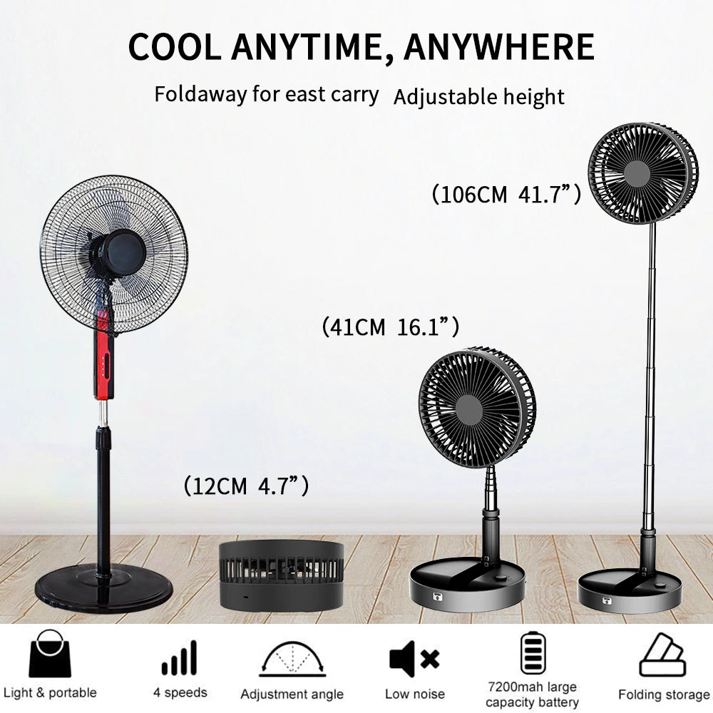 UN UNITEDTIME Desk Portable fan My Foldaway Travel fan with remote Control Timer Battery Operated or USB Powered,