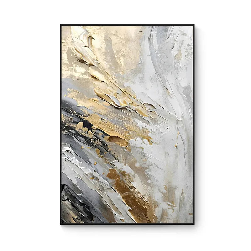 100% Hand Painted，Gold Grey Beige Black,Textured Painting Acrylic Abstract Oil Painting Wall Decor Living Room Office