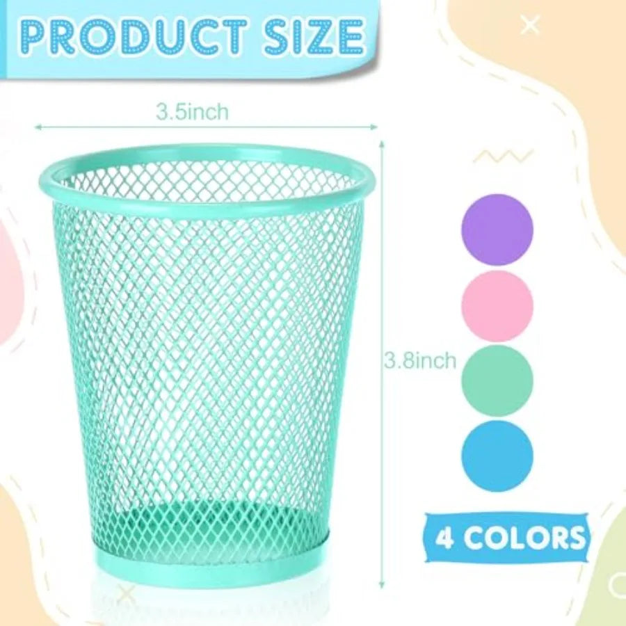 Sherr 12 Pcs Mesh Pen Holder Back to School Supplies Bulk Pastel Pencil Cup Holder for Classroom Cute Pencil Organizer