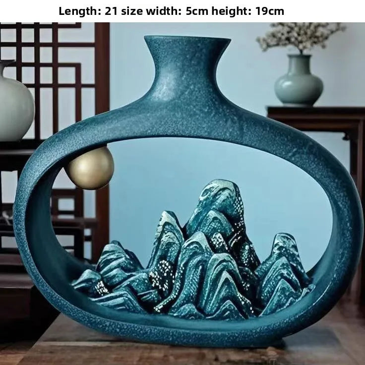 Vintage Fake Mountain Vase Artificial Plant Ornament Living Room TV Cabinet Welcome Pine Decoration Office Gift Home