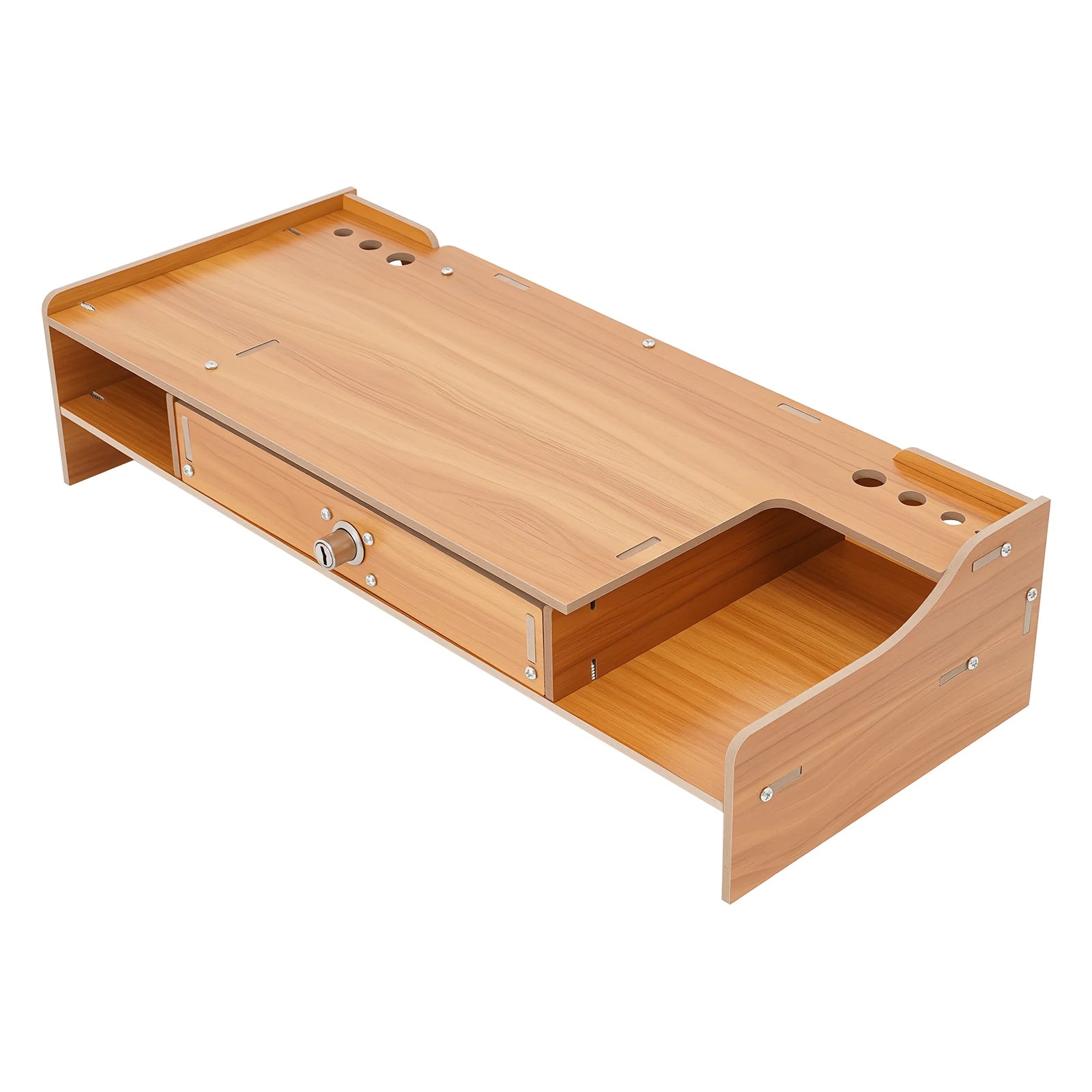 Computer Monitor Stand sZ08 with Lockable Drawer Modern Style MDF Desktop Rack Cherry Wood Veneer sZ08 Monitor Stand