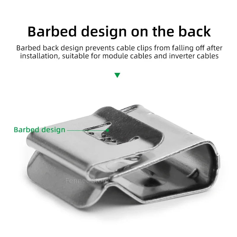 Solar Panel Cable Clips Stainless Steel PV Wire Clip Fixing Clamps 40/50/70/100PCS for PV Module Wire Accommodates 2