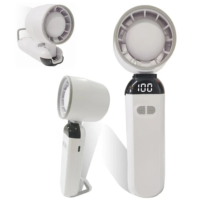 2025 Air Cooling Fan USB Charging LED Digital Display Portable Hand Fan Mini USB Desk Fan Travel Camping Outdoor