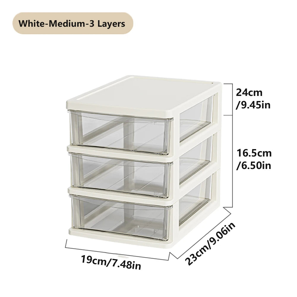 2-6Layers Medium Desktop Storage Box with Drawer Heightened Table Organizer Plastic Office storage cabinet for home