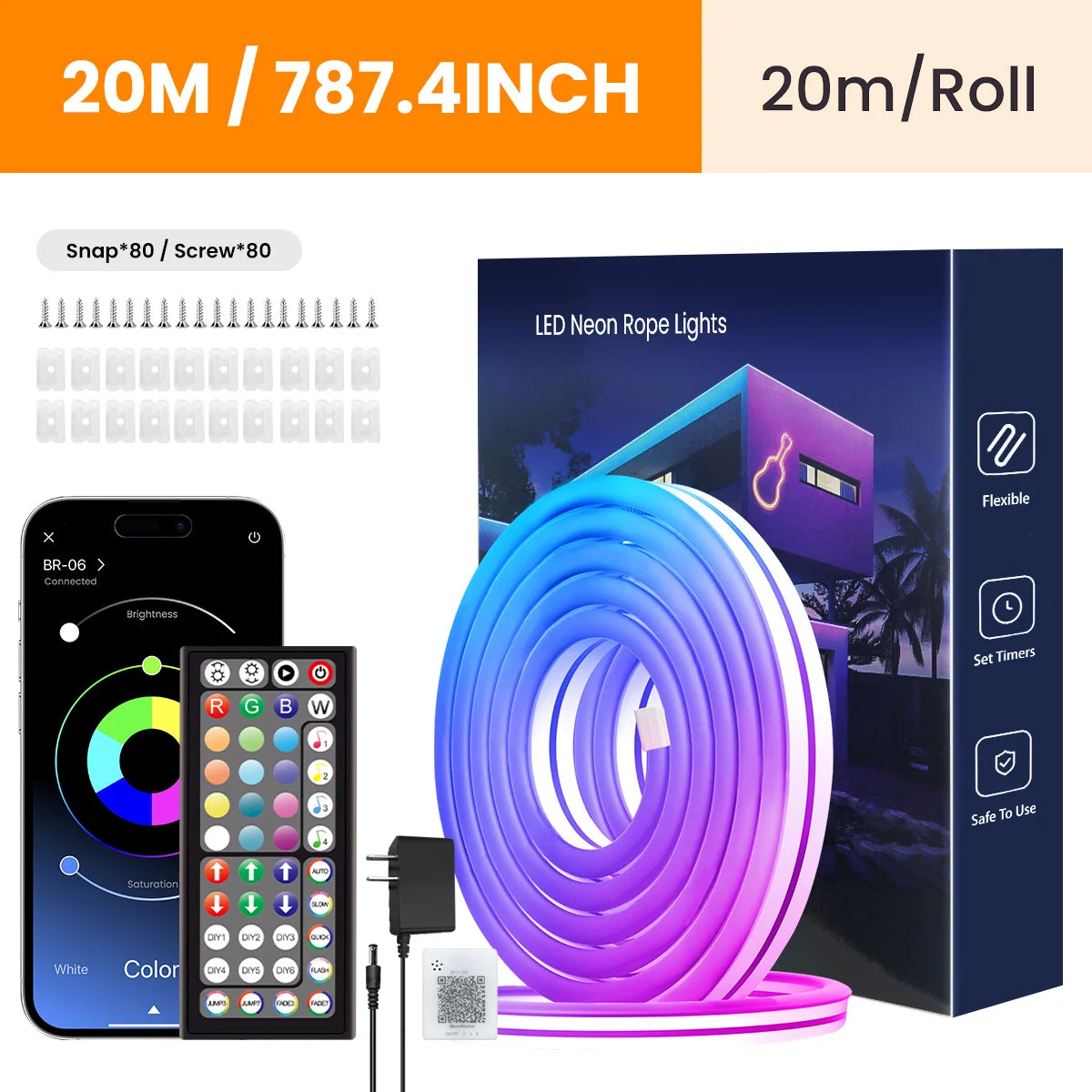 Neon LED Rope Lights LED Lights For Bedroom Flexible LED Light Strip With Remote And APP Control RGB Lighting Strip