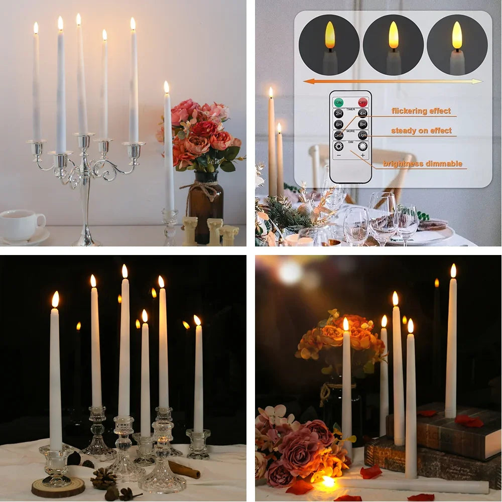 Pack of 12/24Pc LED Flameless Flickering Taper Candles with Remote Battery Operated Tea Lights Home Wedding Decor