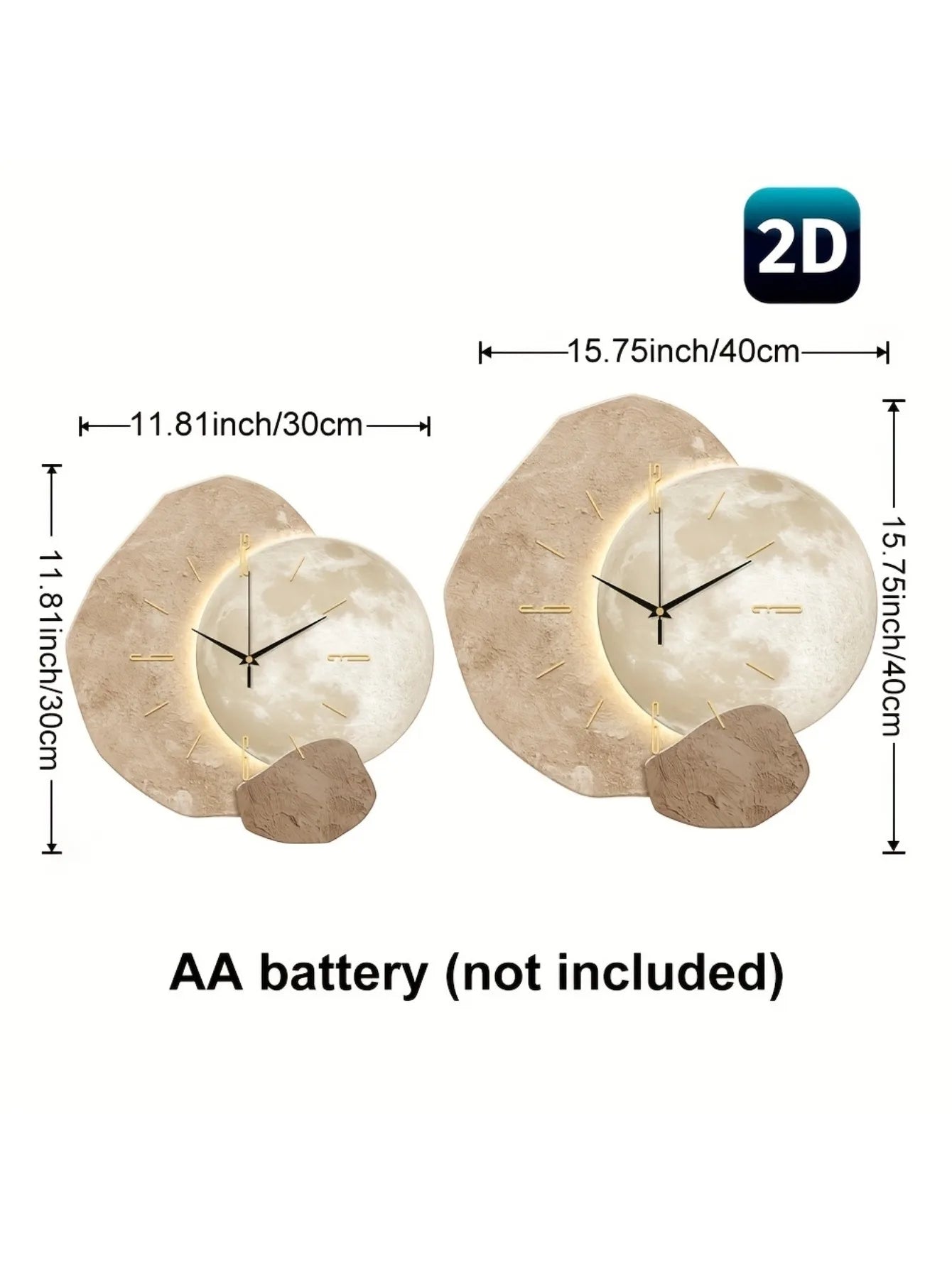 Modern Simple Silent Wall Clock Moon Phase Design - Quiet Quartz Movement Wooden Material Non-Drip Sound Perfect