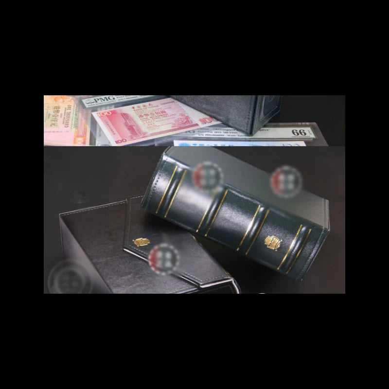 Coins Gifts Case Organizer PMG Graded Banknotes Currency Holder Folder PU Leather Collection Box Paper Money Protective