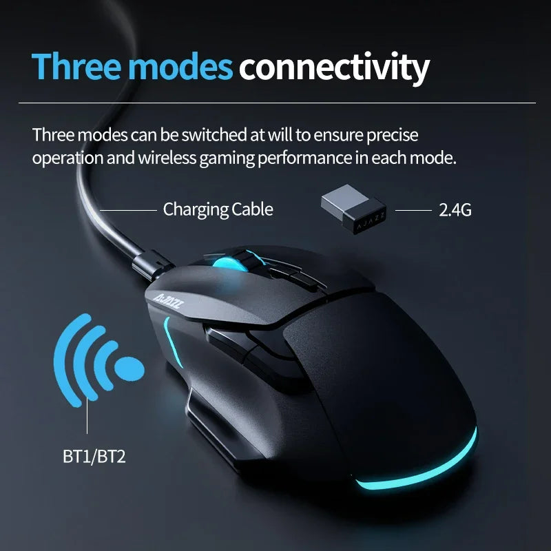Ajazz Aj039 Rgb Mouse Tri-Mode Usb 2.4G Wired Wireless Bluetooth Mouse Gaming 7200Dpi Ergonomic Gamer Mice for Pc