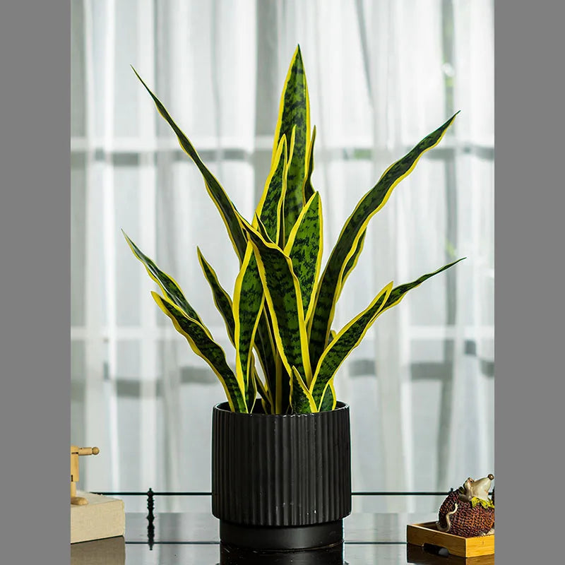 35in Fake Plants Tropical Artificial Tiger Piran Real Touch Sansevieria Leaves Plastic Plants For Home Garden Office