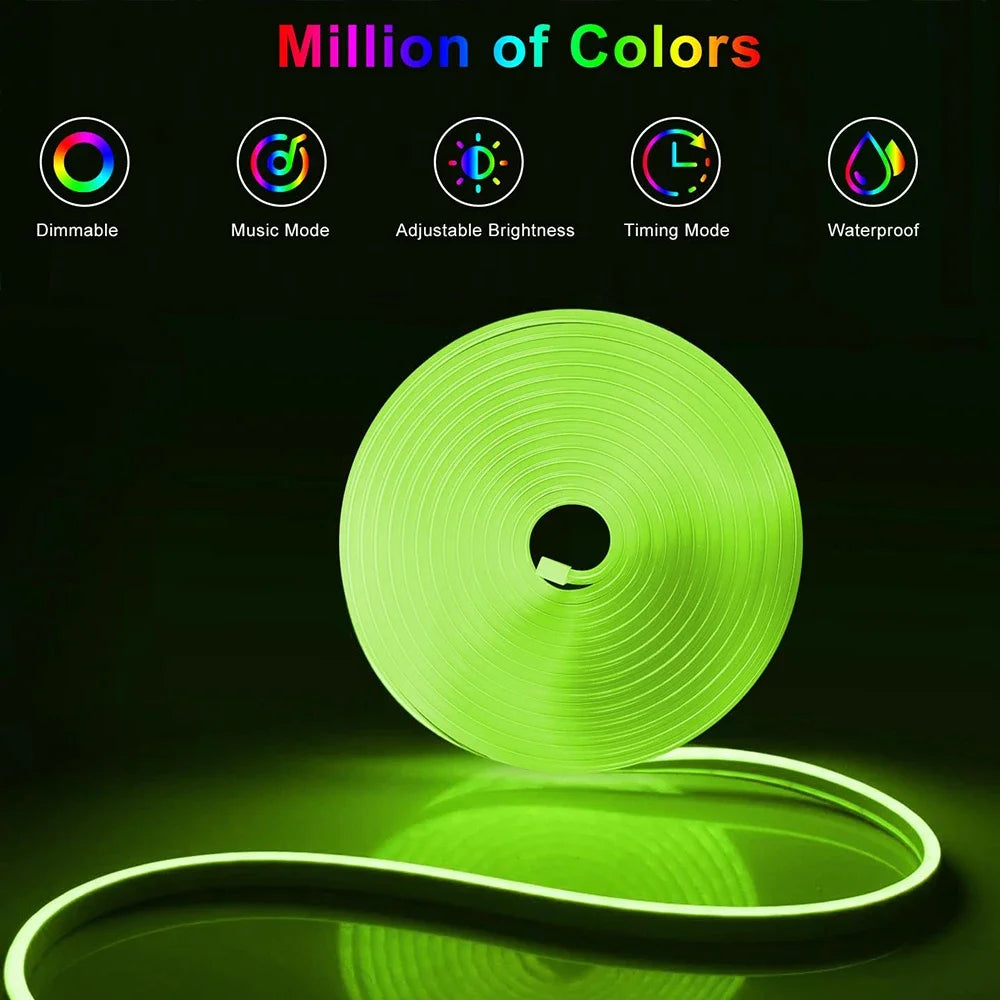 LED Neon Light Strip With Tuya Intelligent Control RGB Waterproof Neon Rope Light Suitable For Outdoor Decoration