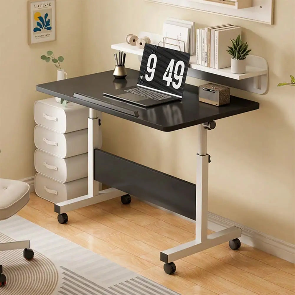 Electric Adjustable Height Standing Desk Ergonomic Mobile Workstation w/Unwith iversal Wheels Compact Folding Table